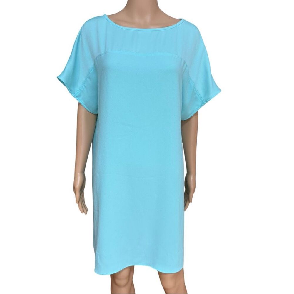 Trina Turk Hydee 2 shift Dress in turquoise aqua color size L